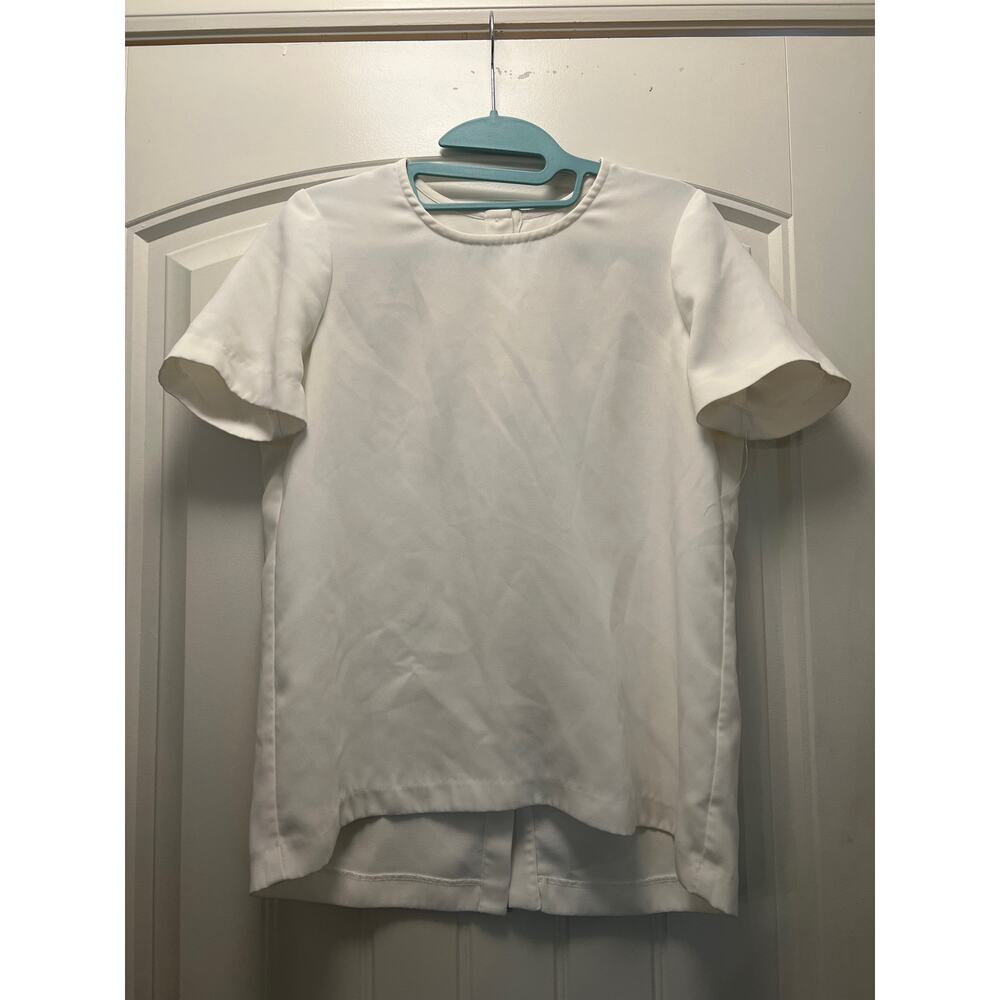 Madewell Women’s Crew Neck Back Button Down Short Sleeve Casual Top Sz XXS White